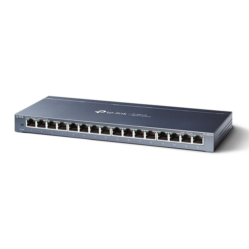 TP-Link TL-SG116 16-Port Gigabit Desktop Switch Plug & Play Green