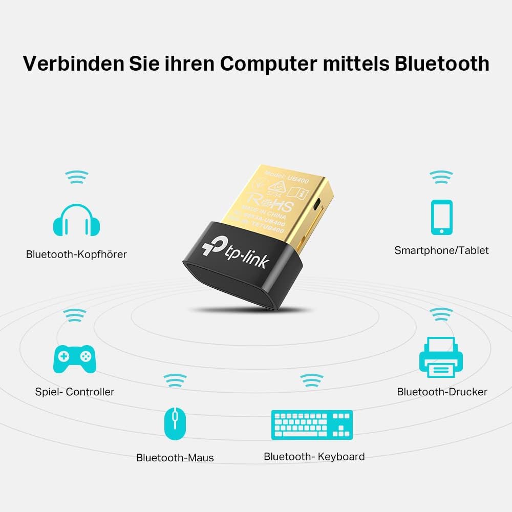 TP-Link UB400 Nano USB Bluetooth 4.0 Adapter Dongle (für PC Laptop Desktop Computer)