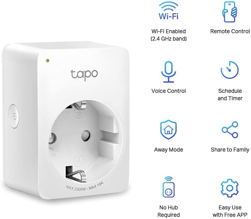 TP-Link Tapo P100 (2er Pack) WLAN Smart Plug 2.4GHz, Weiß, App Steuerung